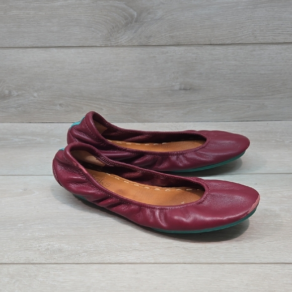 Tieks By Gavriell Women Burgundy Leather Ballet Flats Slide Shoes Sz 9 - Picture 1 of 12